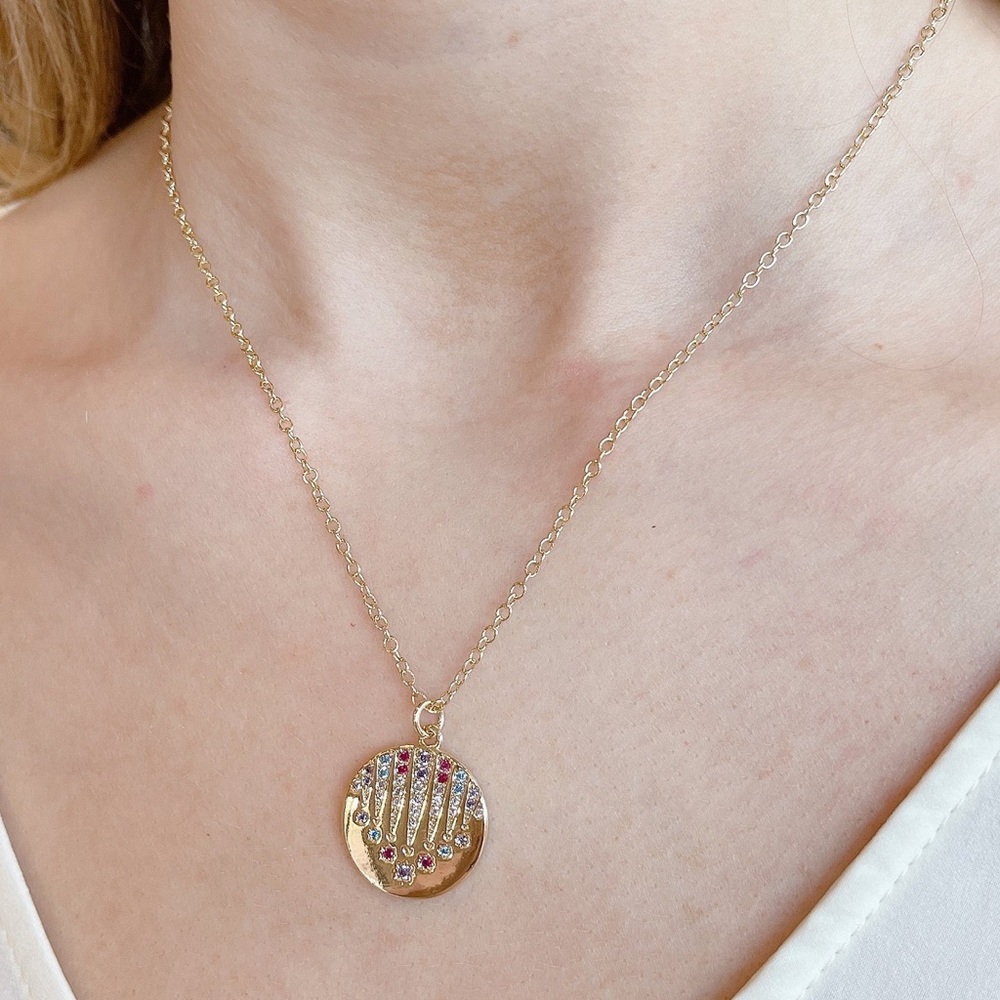 175. Rainbow Round Gold Plated Necklace